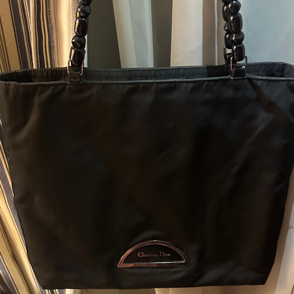 Authentic Vintage Christian Dior Maris Black Nylon Tote Bag